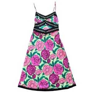Betsey Johnson Hollywood Floral Midi Slip Dress Lime Size  XS NWT